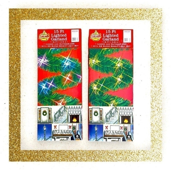 Pair of Christmas Garland Lighted Christmas Garland 35 Lights Garland Xmas Decor - Picture 1 of 3